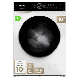 EVVO Lavadora 10 kg carga frontal Nova P10, 1200 rpm, Clase energética A, , Lavado Rápido 15', SMART LOAD, Tambor ePROTECT, Inicio diferido, Blanco