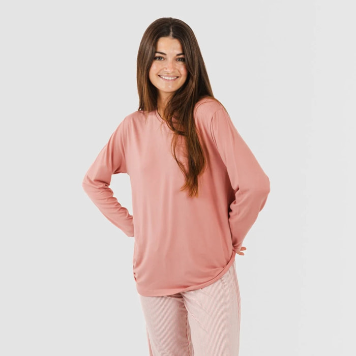 Pigiama lungo da donna con striscia aliena
