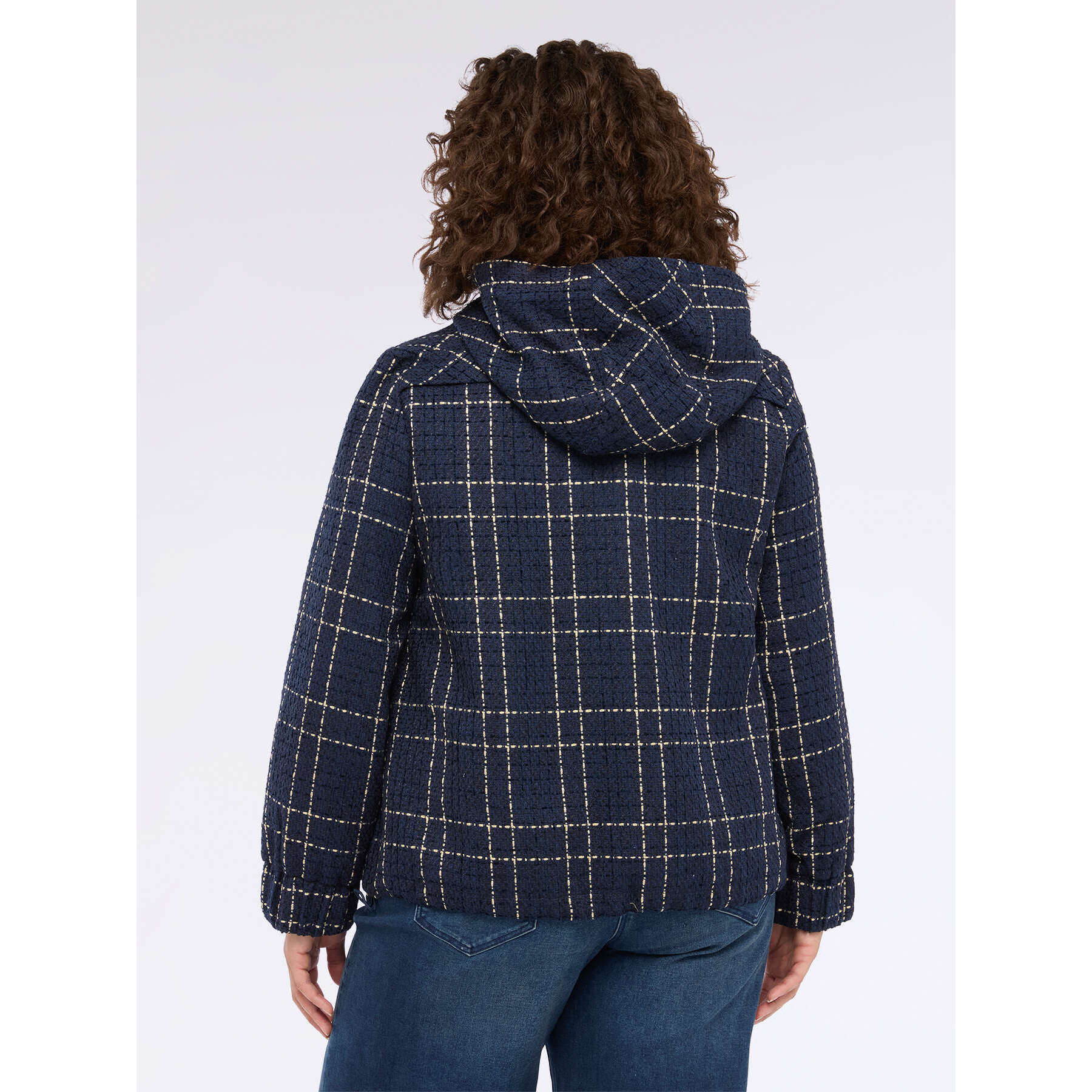 Fiorella Rubino - Chaqueta jacquard a cuadros con capucha - Azul