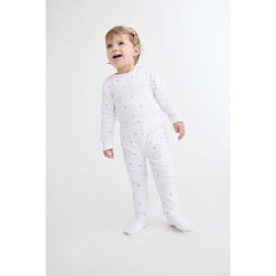 Conjunto bebé niña body y polaina blancos con fresas, punto canalé suave con corchetes | Color: Blanco roto | Street Monkey