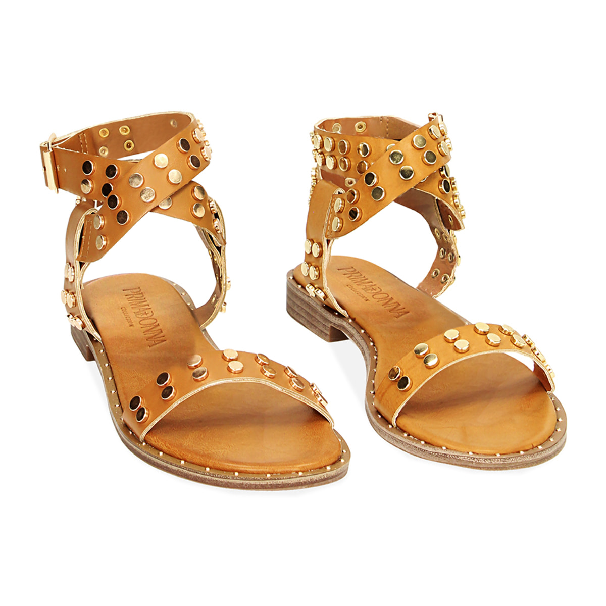 Sandalias planas color coñac