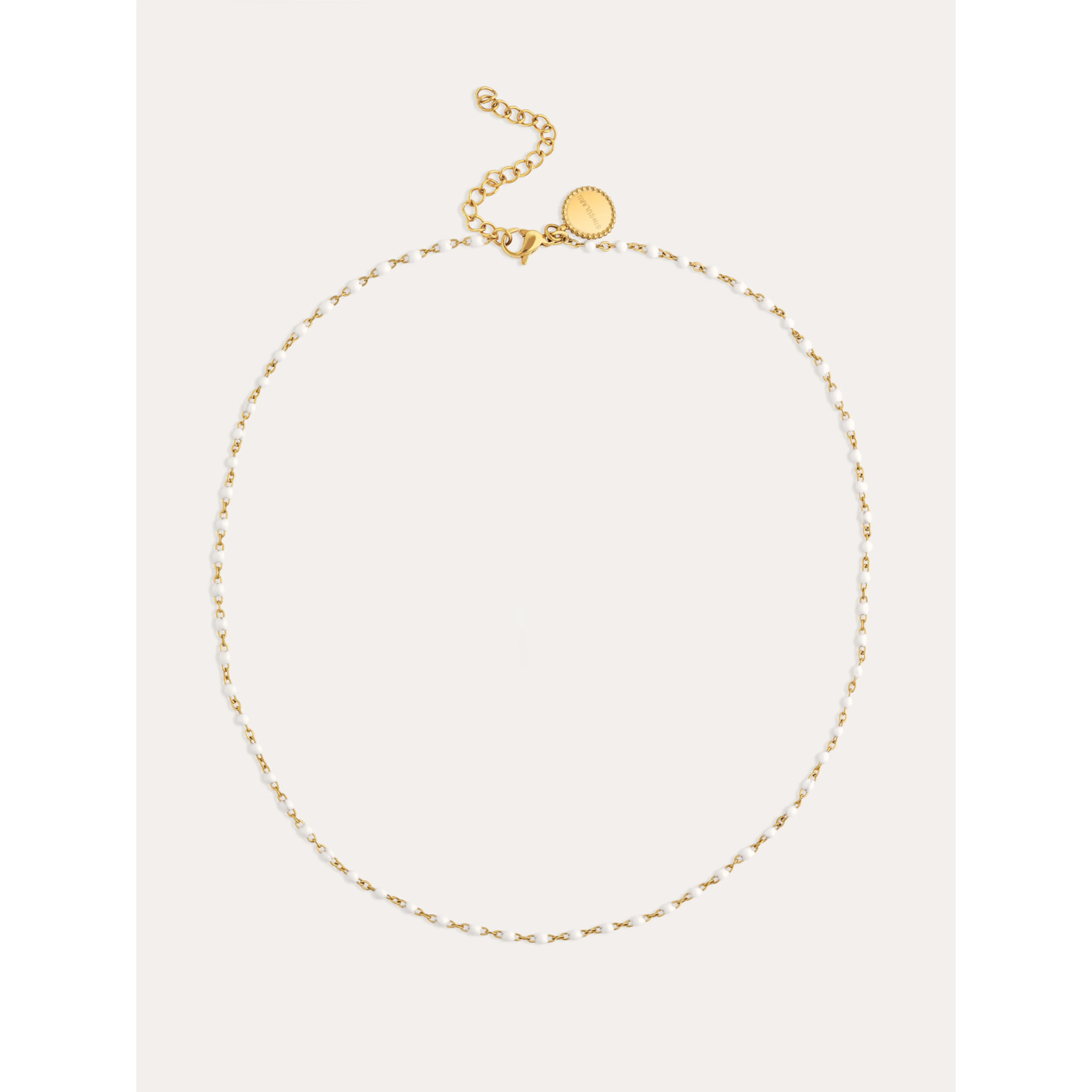 Collar Dots Enamel Blanco Acero Baño Oro