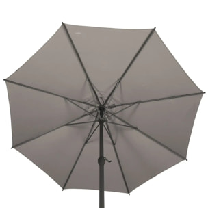 Parasol droit rond "Loompa" taupe 3m en aluminium