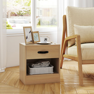 Pack de 2 Mesitas de Noche Mesillas de Noche Dormitorio Estrechas con Cajón y Compartimento Abierto para Salón 39x28x41 cm Natural