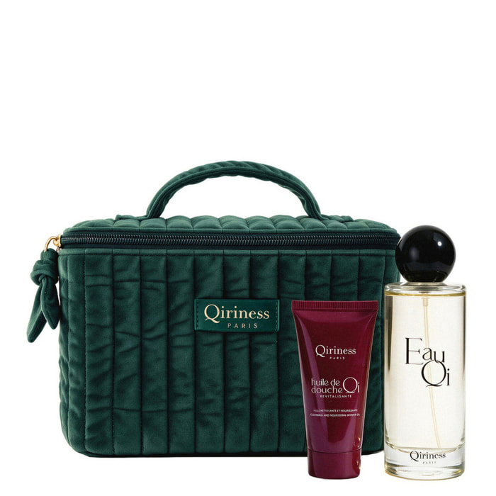 Qi  - Coffret Eau Qi 100 ml + Huile de douche 30 ml + Trousse