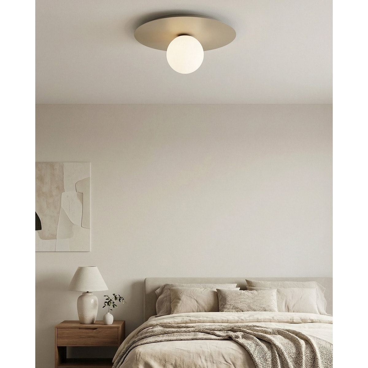 Lampada da soffitto Solar in acciaio moka e vetro opalino
