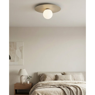 Lampada da soffitto Solar in acciaio moka e vetro opalino