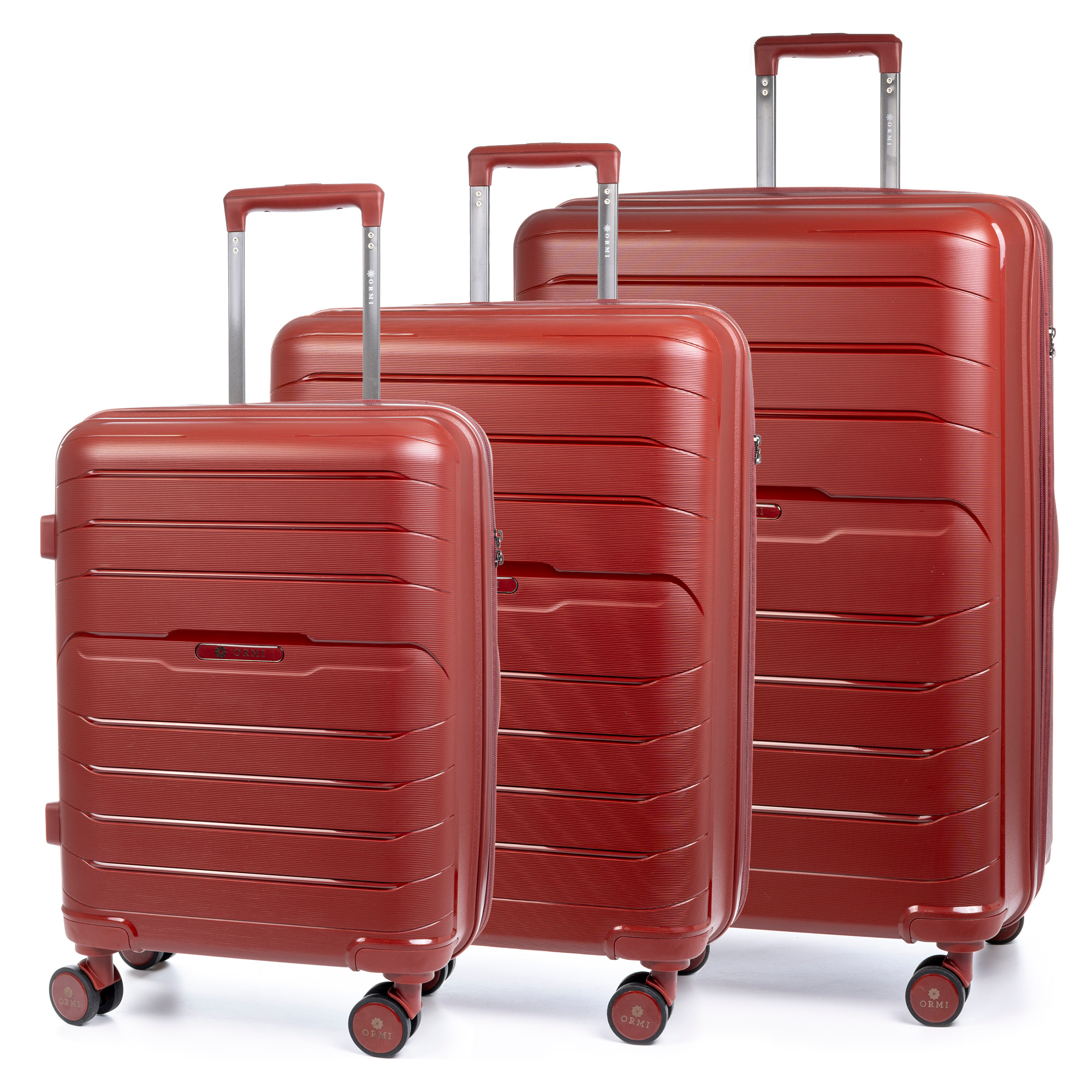 Juego de 3 maletas Trolley extensibles, en material ligero PP resistente a la rotura. Cerradura TSA numérica, 4 ruedas giratorias 360°.