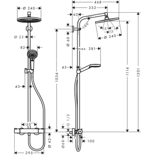 Colonne de douche Crometta S 240 avec mitigeur thermostatique 27267000