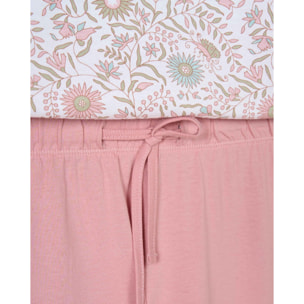 Pigiama lungo cotone arricciato melodi rosa