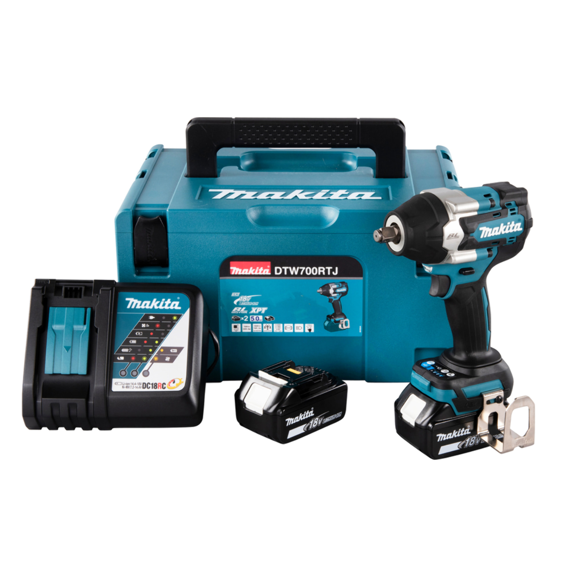 Boulonneuse à chocs 18 V LXT 700 Nm - MAKITA - avec 2 batteries 5.0Ah - chargeur - MAKPAC - DTW700RT