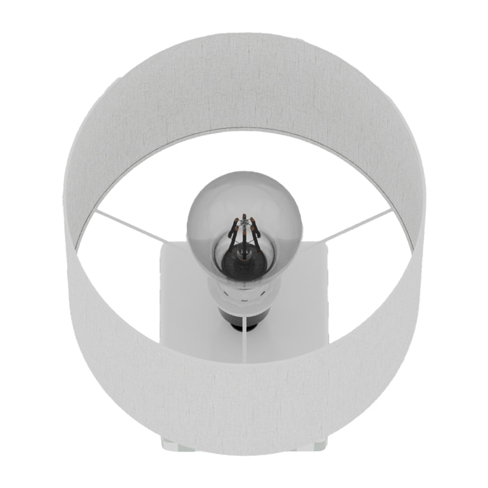 Petite lampe à poser Manet – céramique vert d’eau et lin naturel