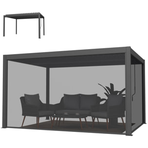 Pergola bioclimatique lames orientables stores latéraux aluminium gris