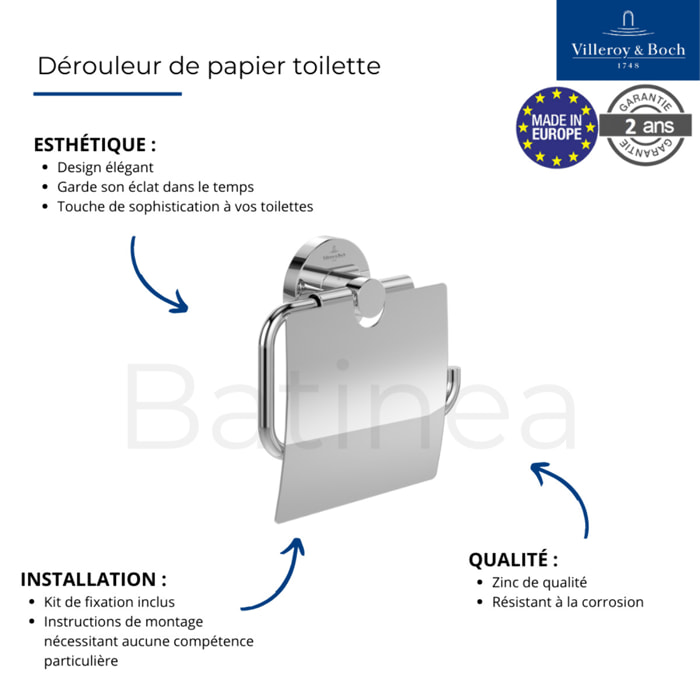 Dérouleur de papier toilette avec couvercle Elements - Tender