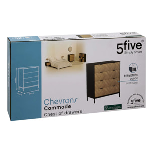 Commode "Chevrons" 4 tiroirs effet pin naturel et noir 95x80cm