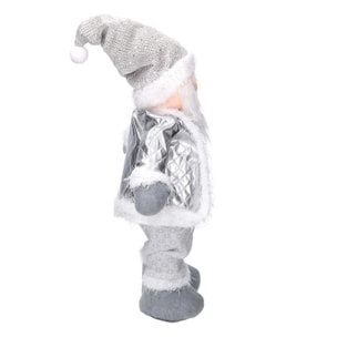 Babbo natale in tessuto bianco grigio cm29x10h48