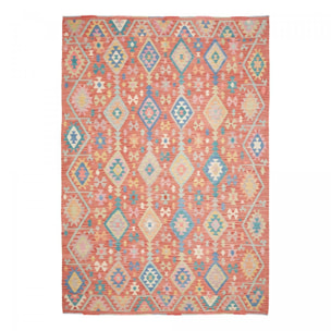 Tapis kilim, motif géométrique tissé plat en laine, ZAMOVOB