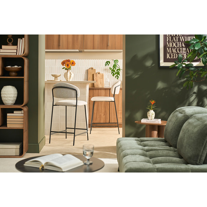Tabourets de bar en tissu effet velours texturé vert céladon H64 cm (lot de 2) BENTA