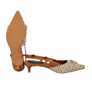 Decolletè con applicazione gioiello- tacco 4,5 cm