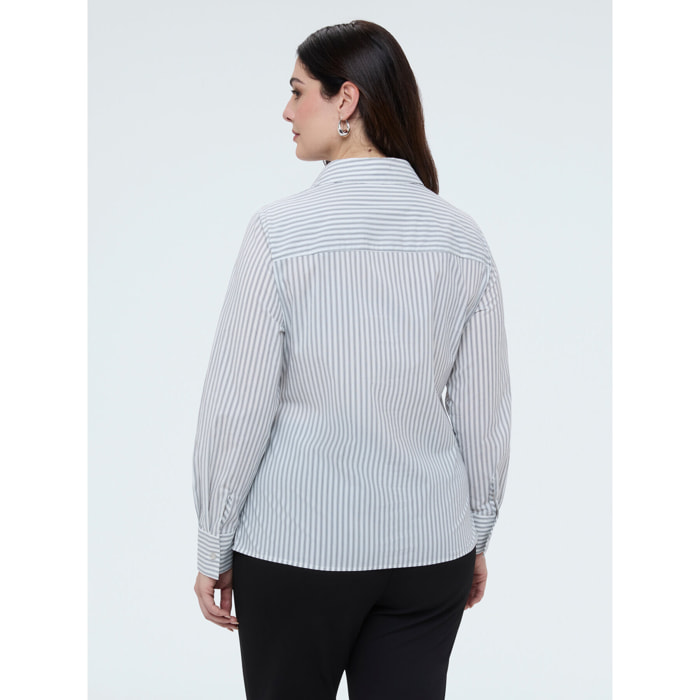 Fiorella Rubino - Camicia a righe in cotone - Grigio