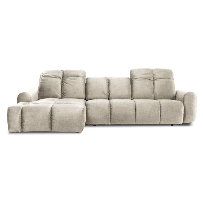 Canapé d'Angle Gauche Tissu Anacapri, 3 Places, Repose-têtes Ajustables, Style Contemporain
