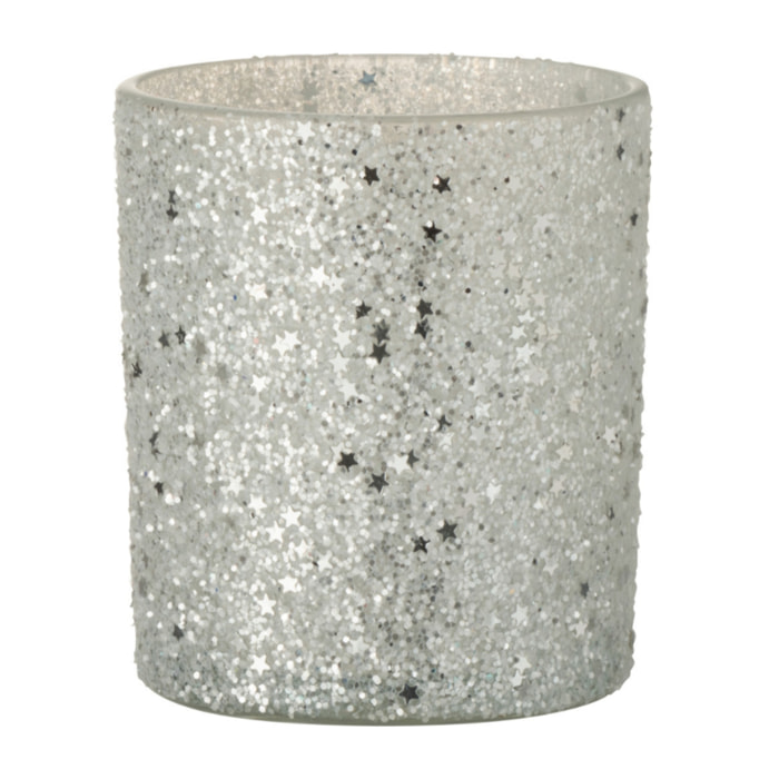J-Line photophore Etoiles - verre - argent - 2 pcs