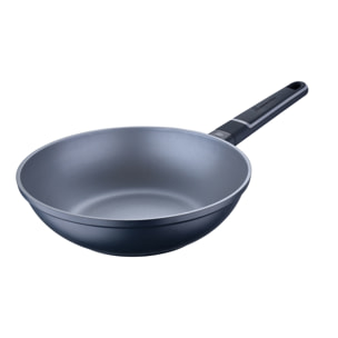 Wok 28x8.0cm aluminio fundido con tapa, inducción, colección indigo
