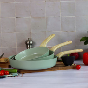 Poêle en revêtement céramique 28cm céladon - tous feux COLORAMA