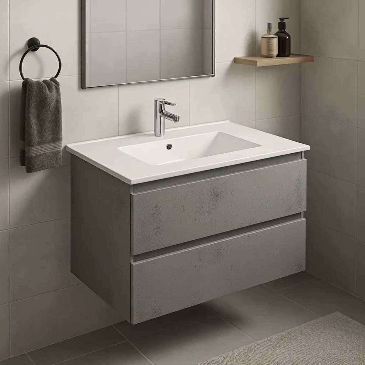 Lavabo Da Incasso Rettangolare Lavandino Bagno In Ceramica Design Moderno Elegante Per Top Bagno 71 x 46 cm Bianco