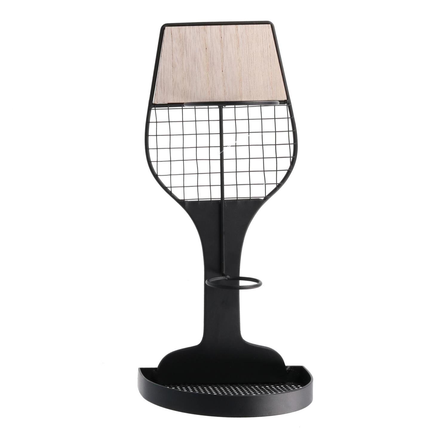 Portabottiglie in metallo 1 posto nero cm17x11h36