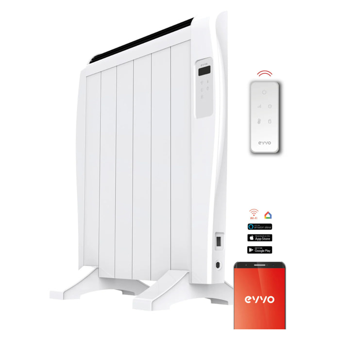 Emisor Térmico EVVO C6 Blanco, 900W, 6 elementos, Wifi, Control remoto, Temporizador