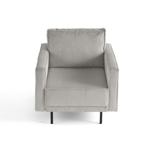 Charlie - fauteuil - pieds hauts - en velours côtelé - Gris clair