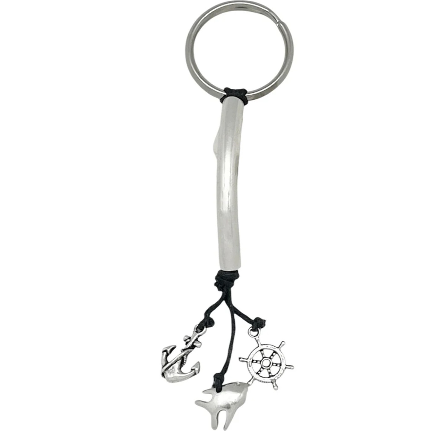 Llavero MiGuia eb negro y plata chapado