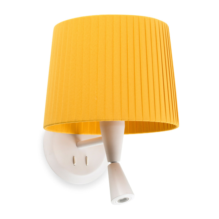 SAMBA Lampe applique avec lecteur blanc/enrubanné jaune