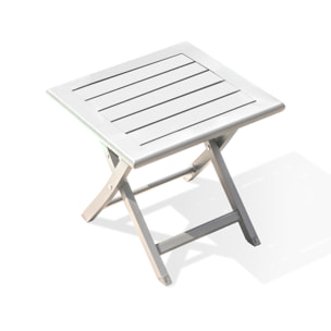 MARIUS - Table basse de jardin pliante en aluminium blanc