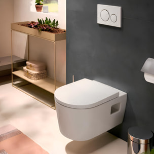 Pack WC Bati-support Geberit Duofix + WC sans bride EluPura Original S + Abattant classique + Plaque blanche (EluPuraSGeb3)