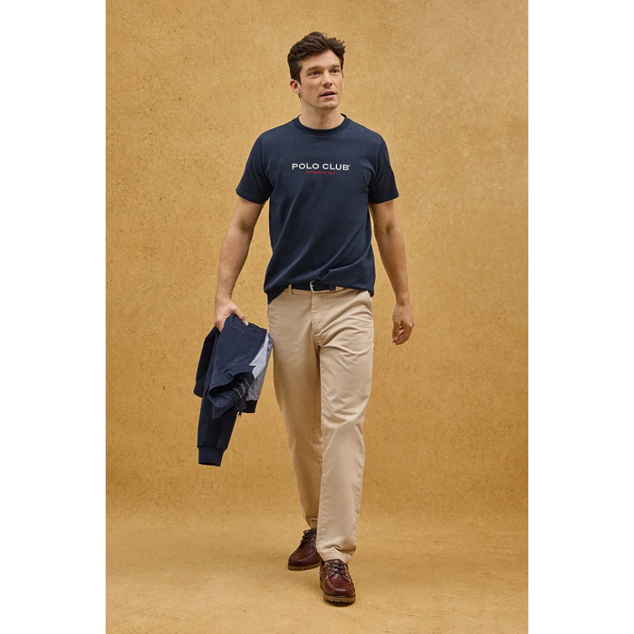 Maglietta blu marino a maniche corte con ricamo Established 2012 Polo Club