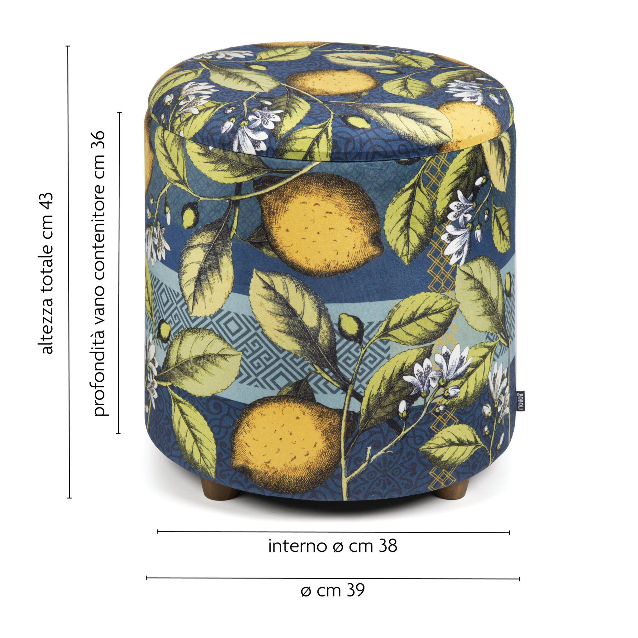 Pouf contenitore Excelsa Boboli in velluto e legno 39x39x43 cm multicolore