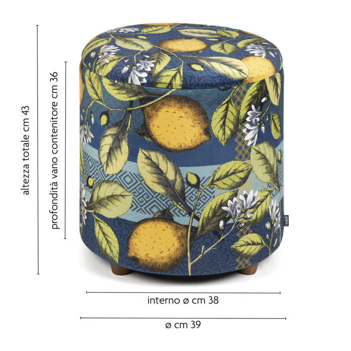 Pouf contenitore Excelsa Boboli in velluto e legno 39x39x43 cm multicolore