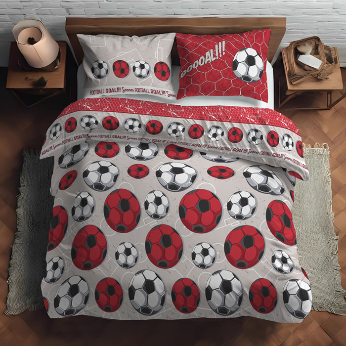 Parure copripiumino calcio rosso 100% cotone