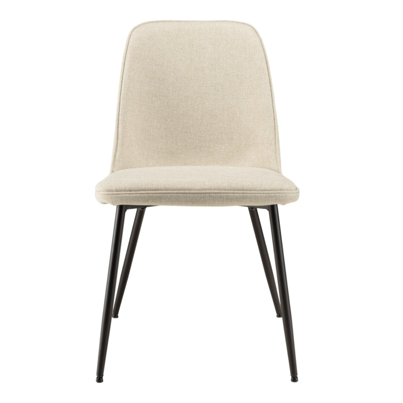 TOM - Lot de 2 chaises tissu écru dossier droit pieds acier noir