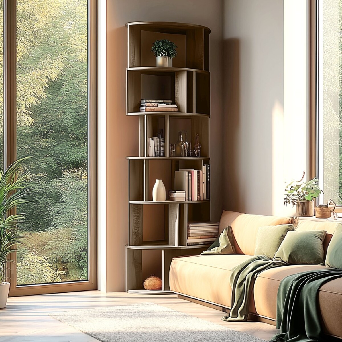 ROMY - Bibliothèque artistique en bois de mindi