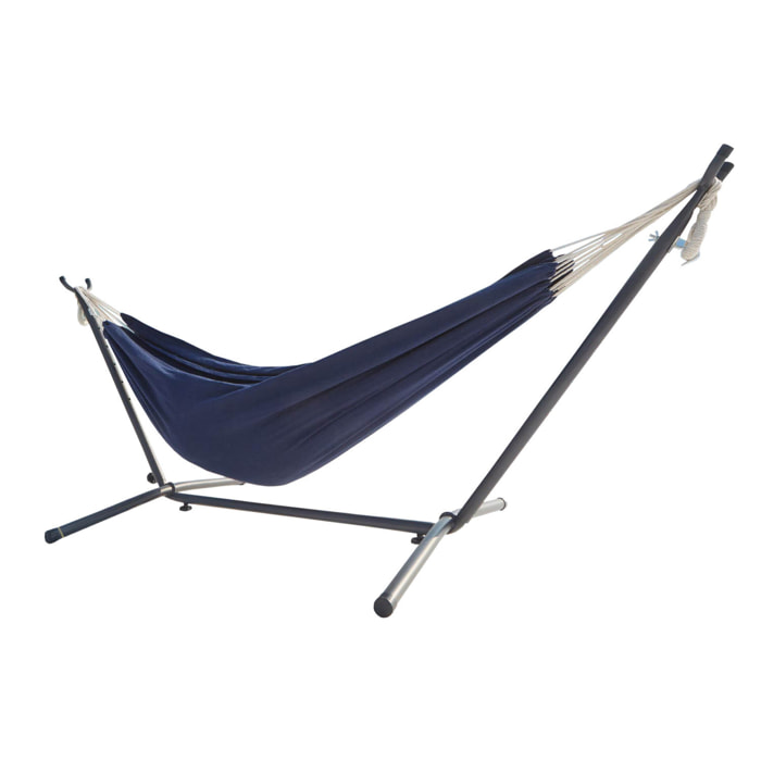 Hamac sur pied 2,6 m avec toile en polyester bleu SAGUEDO