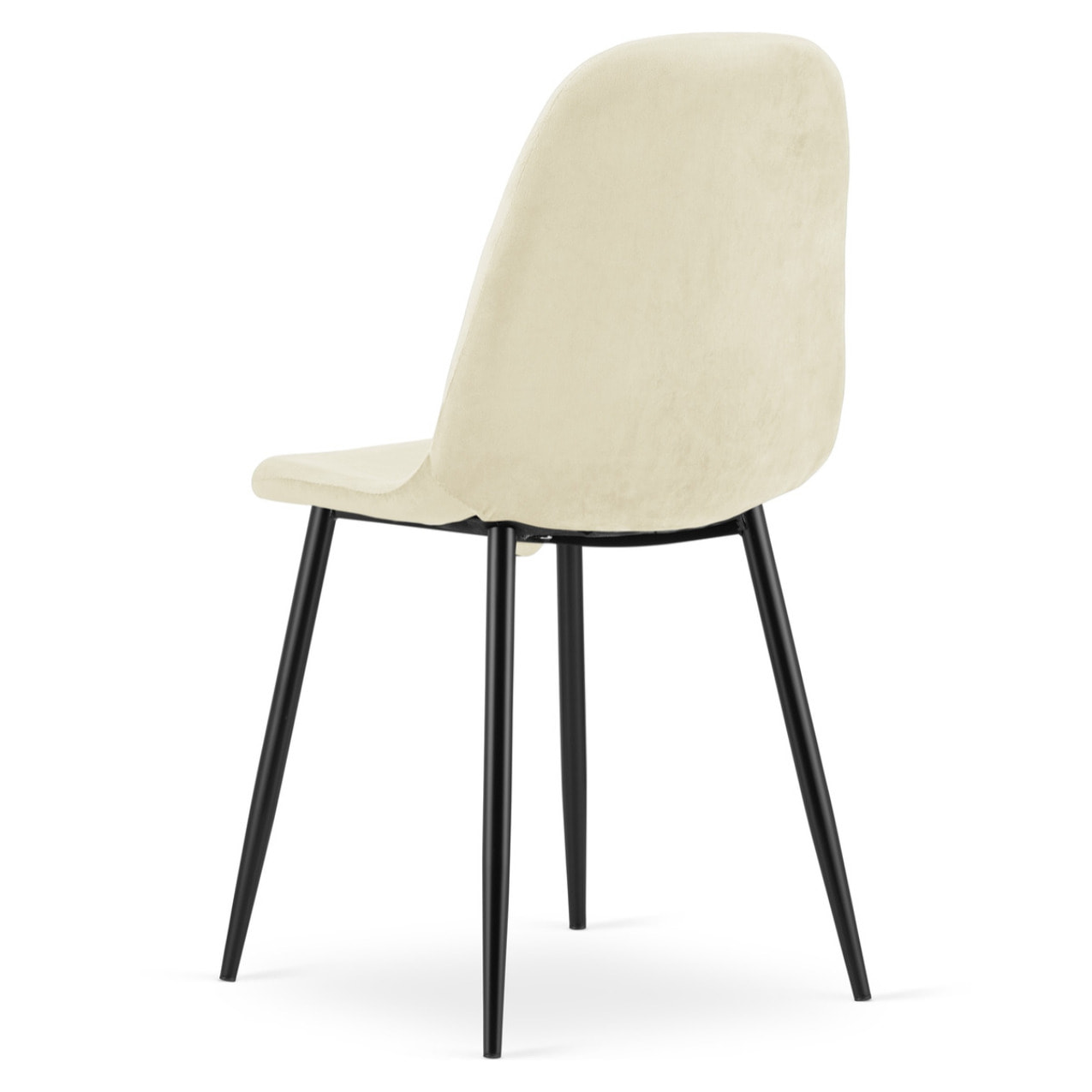 Set di 2 sedie Como in velluto beige con gambe nere