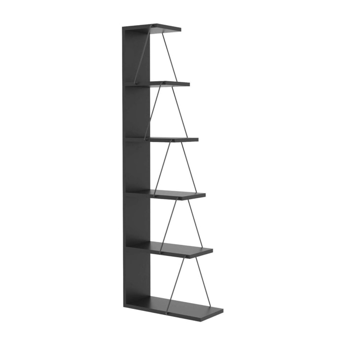 Libreria Erminia, Scaffale da ufficio, Mobile portalibri, Biblioteca, 50x22h150 cm, Antracite e Nero