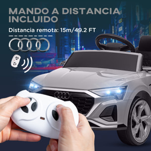 Coche Eléctrico para Niños de +3 Años Audi Q8 etron sportback Carro Eléctrico Infantil con Batería 12V Mando a Distancia Ruedas con Suspensión de Muelles Faros Bocina y Música Gris