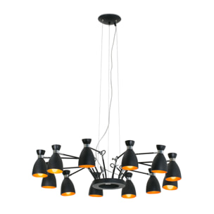 RETRO 12L Lampe suspension noire et cuivre