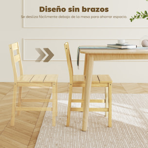 Juego de 2 Sillas de Comedor de Bambú, Sillas de Cocina con Asiento con Listones, Respaldo Curvado, Sin Brazos, para Sala de Estar, Natural