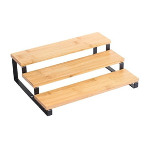 Etagère à  épices 3 niveaux Design industriel Bambou & Acier ELIE Noir mat MSV