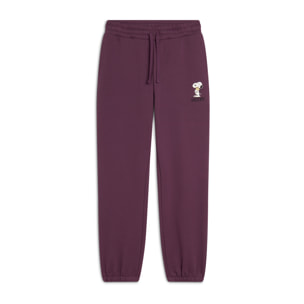 Pantalone jogger donna in felpa con piccola stampa Snoopy